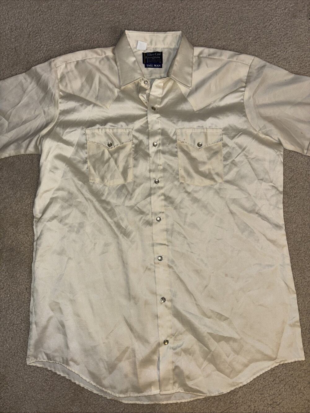 Vintage Dee CEE Rangers Short Sleeve Pearl Snap Western Shirt Tall Man XL
